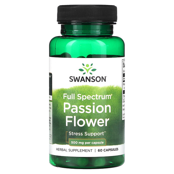 Full Spectrum Passion Flower, 500 mg, 60 Capsules (Капсулы) Swanson