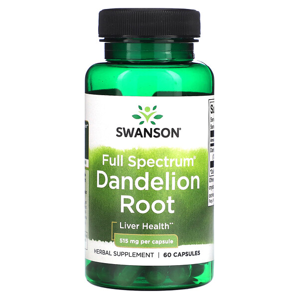 Full Spectrum Dandelion Root, 515 mg, 60 Capsules Swanson