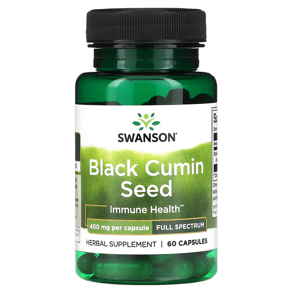Семена черного тмина, полный спектр, 400 мг, 60 капсул Swanson