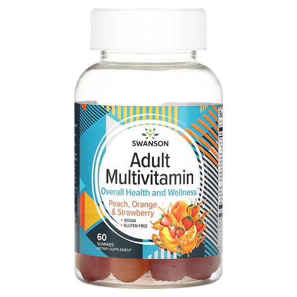 Взрослый мультивитамин, Персик, Апельсин и Клубника, 60 жевательных конфет - Swanson Swanson