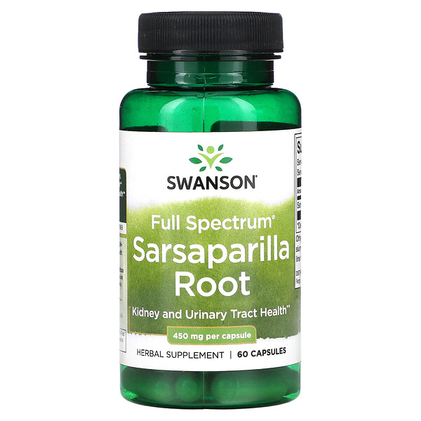 Полный спектр корня сарсапарели, 450 мг, 60 капсул Swanson