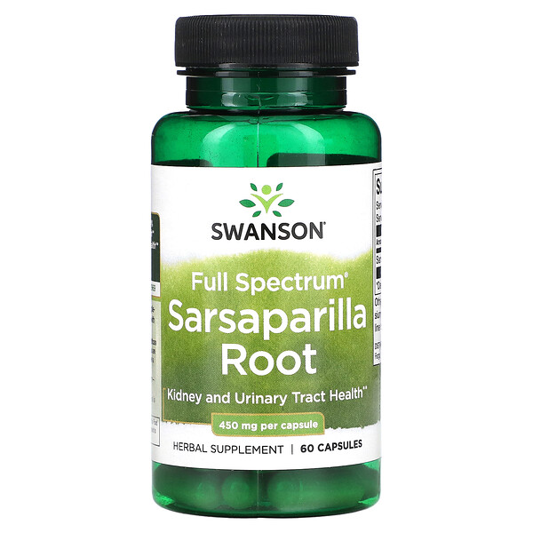 Full Spectrum Sarsaparilla Root, 450 mg, 60 Capsules (Капсулы) Swanson