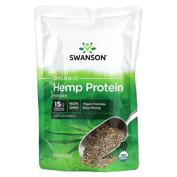 Органический порошок белка конопли - Без вкусовых добавок - 425 г - Swanson Swanson