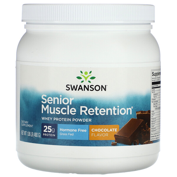 Senior Muscle Retention Whey Protein Powder (Порошок), Chocolate, 1.06 lb (Фунты) (480 g) Swanson