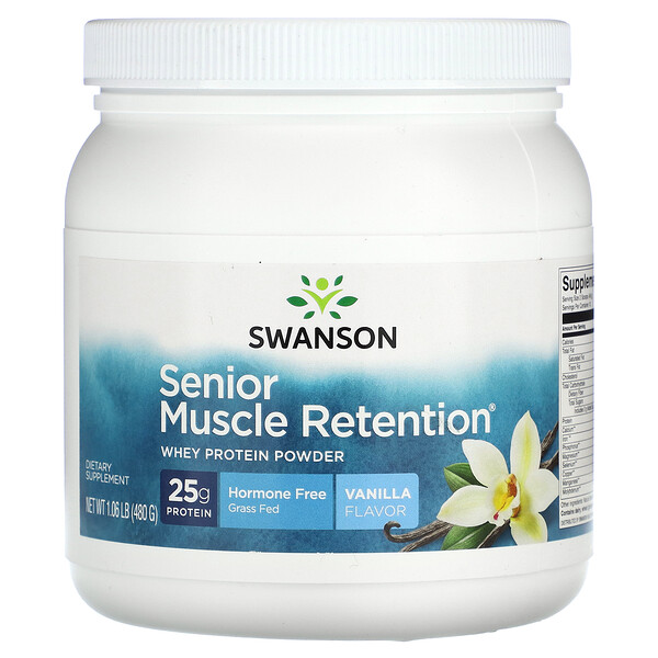 Senior Muscle Retention Whey Protein Powder (Порошок), Vanilla, 1.06 lb (Фунты) (480 g) Swanson