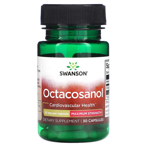 Octacosanol, Maximum Strength, 20 mg, 30 Capsules Swanson