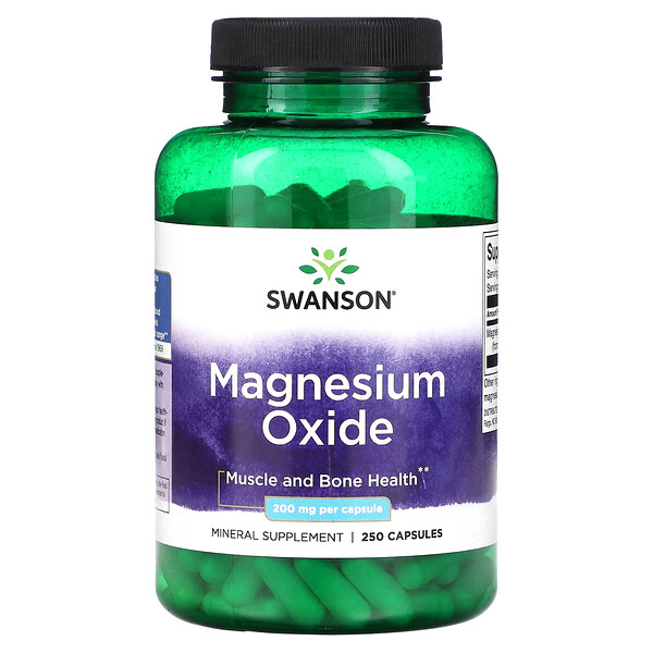 Магний Оксид - 200 мг - 250 капсул - Swanson Swanson