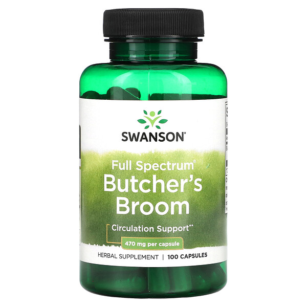 Full Spectrum Butcher's Broom, 470 mg, 100 Capsules (Капсулы) Swanson