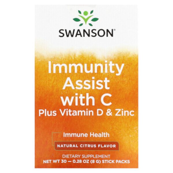 Immunity Assist с витамином C, витамином D и цинком, натуральные цитрусовые, 30 пакетиков-стиков по 0,28 унции (8 г) каждый Swanson