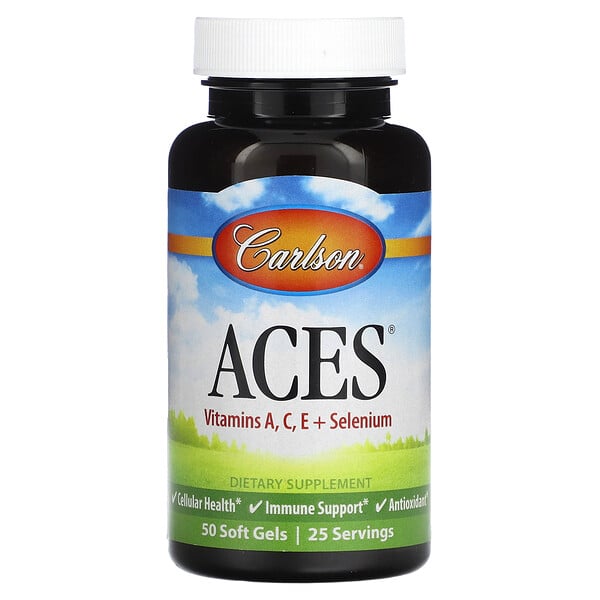 ACES, Витамины A, C, E + Селен - 50 мягких капсул - Carlson Carlson