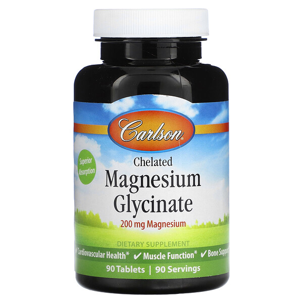 Хелатированный магний глицинат - 200 мг - 90 таблеток - Carlson Carlson