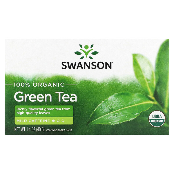 100% Organic Green Tea, 20 Tea Bags, 1.4 oz (40 g) Swanson