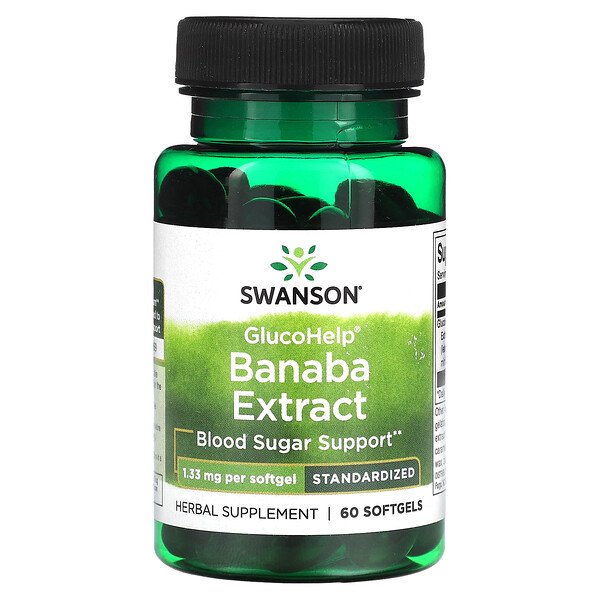GlucoHelp, Экстракт банабы, 1,33 мг, 60 мягких таблеток Swanson