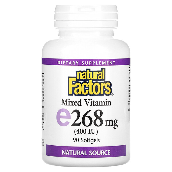 Смешанный витамин E - 268 мг (400 МЕ) - 90 мягких капсул - Natural Factors Natural Factors