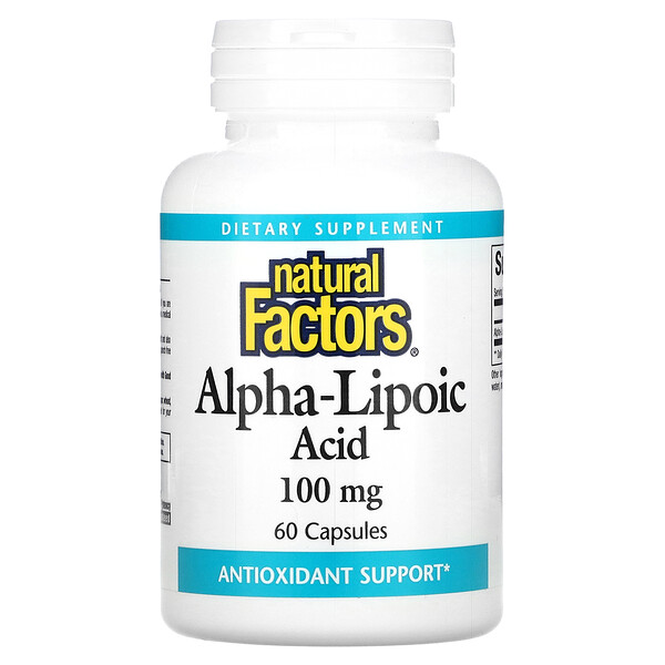 Альфа-липоевая кислота, 100 мг, 60 капсул Natural Factors