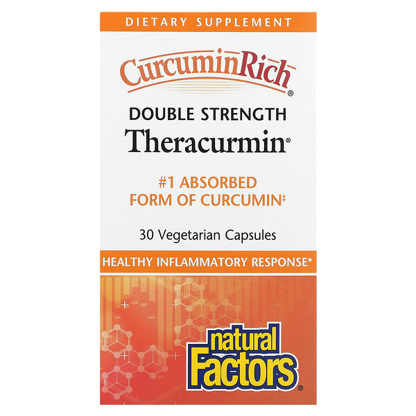 Theracurmin, Double Strength - 30 вегетарианских капсул - Natural Factors Natural Factors