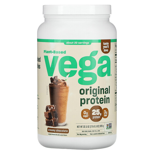 Оригинальный протеин растительного происхождения, сливочный шоколад, 920 г (2 фунта 0,5 унции) Vega