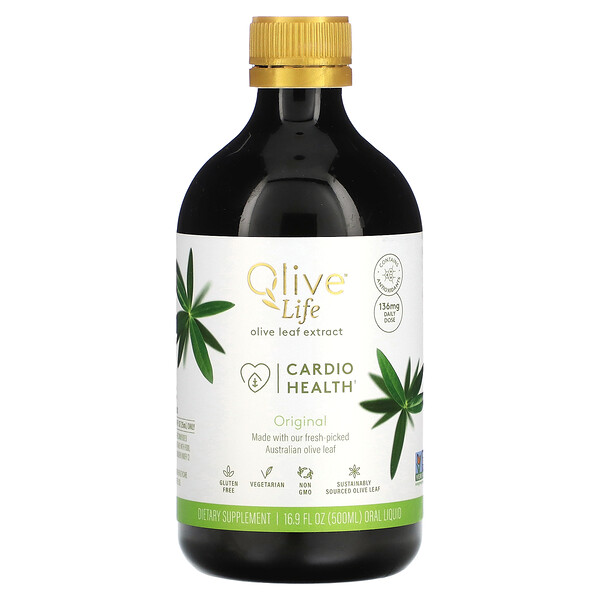 Olive Life, Экстракт листьев оливы, Cardio Health, оригинал, 136 мг, 16,9 жидких унций (500 мл) Comvita