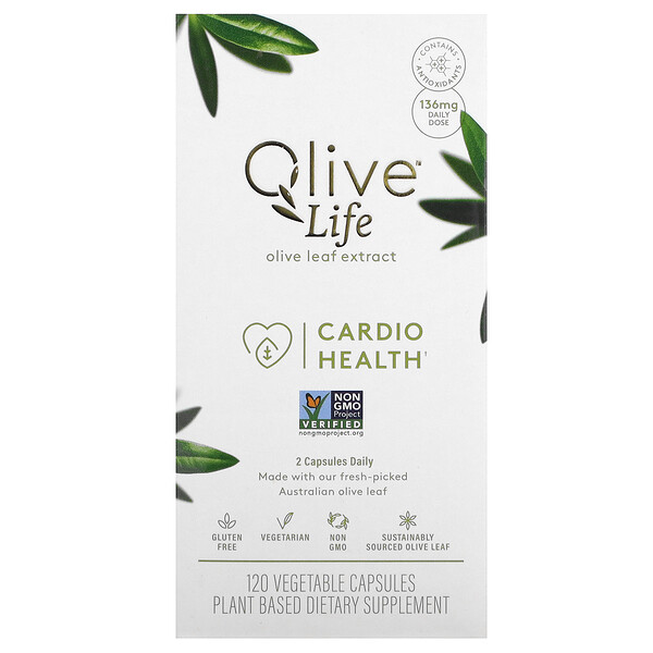 Olive Life, Экстракт листьев оливы, кардио-здоровье, 68 мг, 120 растительных капсул Comvita