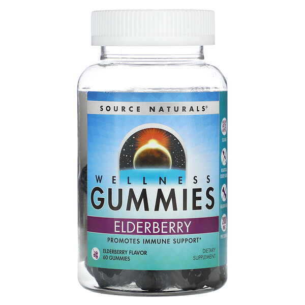 Wellness Gummies, бузина, 60 жевательных конфет Source Naturals