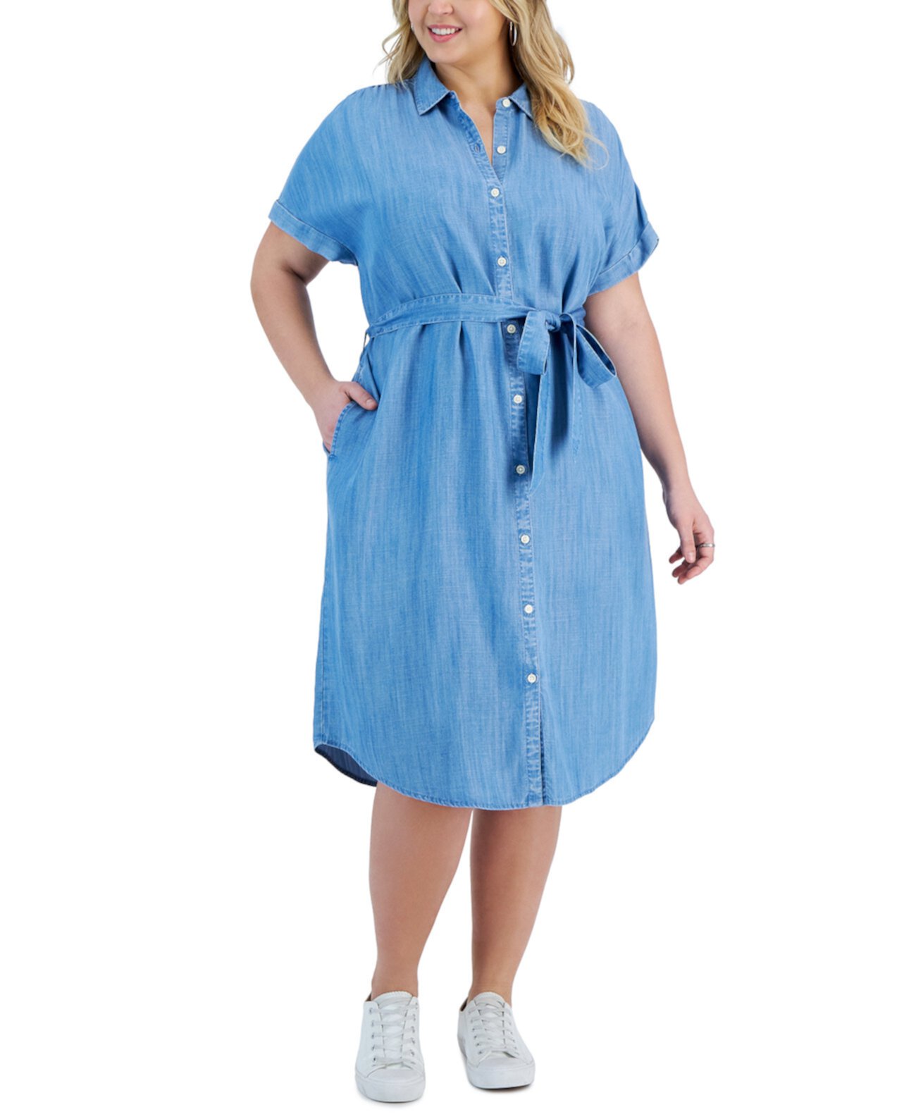 Платье-рубашка из шамбре больших размеров, созданное для Macy's Style & Co