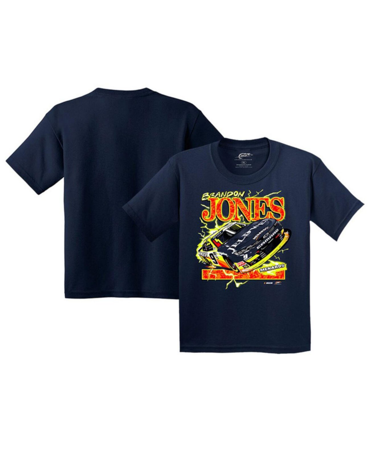 Темно-синяя футболка с изображением автомобиля Brandon Jones для мальчиков и девочек Big Boys and Girls JR Motorsports Official Team Apparel