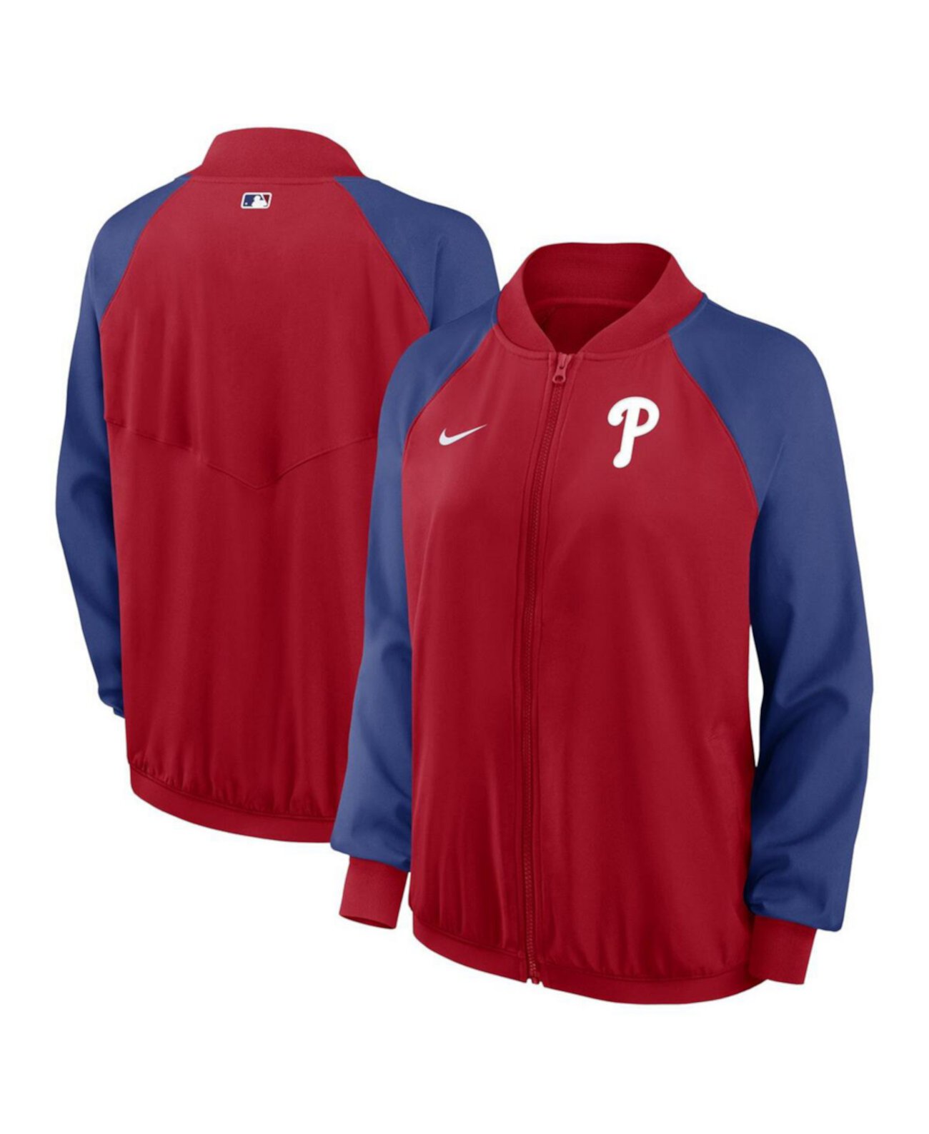 Женская красная куртка Authentic Philadelphia Phillies с длинными рукавами и молнией Nike