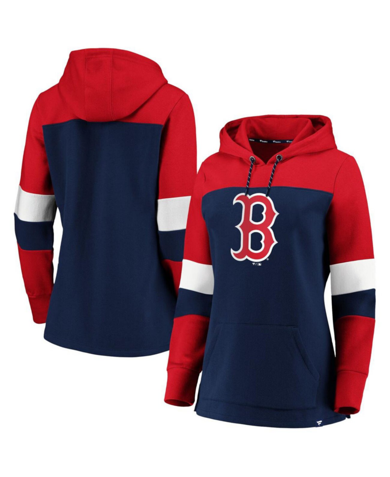 Женская темно-синяя толстовка с капюшоном Boston Red Sox больших размеров с цветными блоками Profile