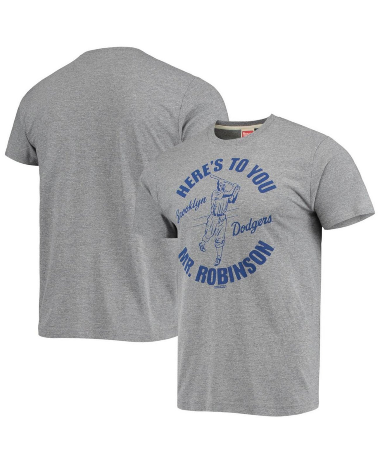 Мужская серая футболка Jackie Robinson Brooklyn Dodgers Tri-Blend Homage