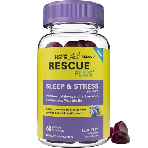 Жевательные конфеты Rescue Plus Sleep & Stress Support с черникой — 60 жевательных конфет Bach