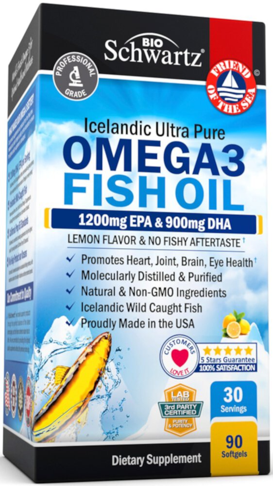 Omega-3 Рыбий Жир - 1200 мг EPA и 900 мг DHA - 90 капсул - BioSchwartz BioSchwartz