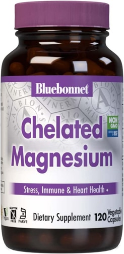 Хелатированный магний -- 120 растительных капсул Bluebonnet Nutrition