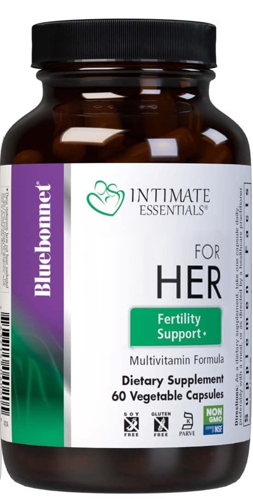 Мультивитаминная формула Intimate Essentials For Her Fertility Support — 60 растительных капсул Bluebonnet Nutrition