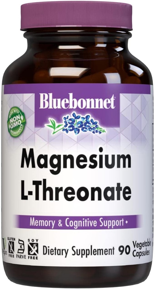 Magnesium L-Threonate -- 90 Vegetable Capsules (Растительные капсулы) Bluebonnet Nutrition