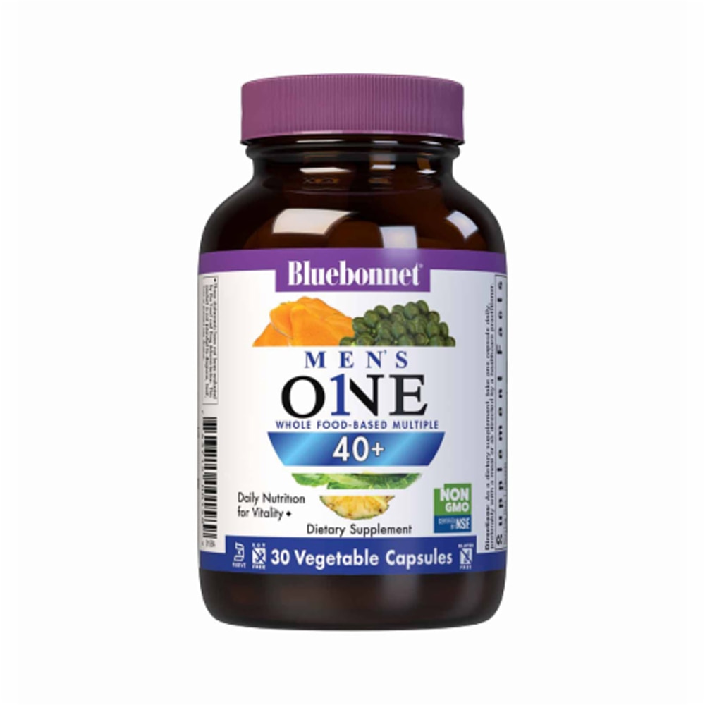 Mens One 40+ Whole Food-Based Multiple — 30 растительных капсул Bluebonnet Nutrition