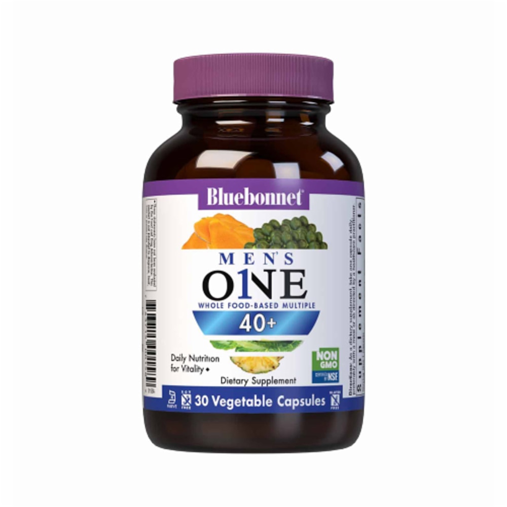 Mens One 40+ Whole Food-Based Multiple -- 30 Vegetable Capsules (Растительные капсулы) Bluebonnet Nutrition