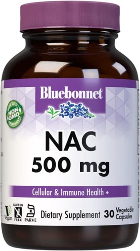 NAC 500 мг - 30 растительных капсул для укрепления иммунитета Bluebonnet Nutrition