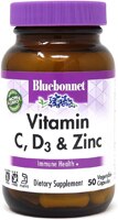 Витамин C, D3 и цинк — 50 растительных капсул Bluebonnet Nutrition