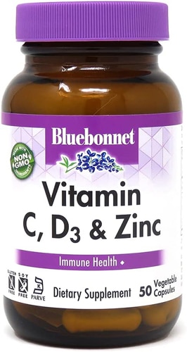 Vitamin C D3 & Zinc -- 50 Vegetable Capsules (Растительные капсулы) Bluebonnet Nutrition