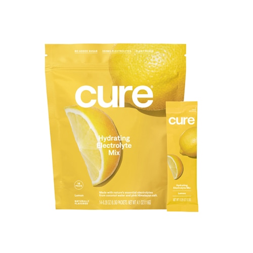 Увлажняющая электролитная смесь для питья «Лимон», 14 упаковок Cure