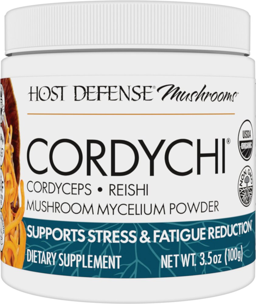 Mushrooms Organic Cordychi Powder - Поддерживает снижение стресса и усталости - 3,5 унции Host Defense