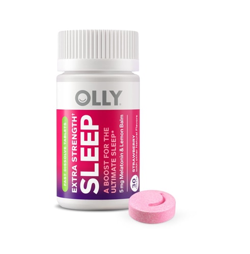 Extra Strength Fast Sleep Fast растворяет клубнику -- 30 таблеток OLLY