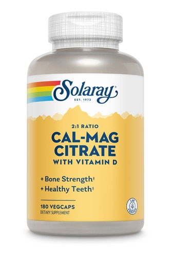 Соотношение Cal-Mag Citrate 2:1 с витамином D — 180 капсул Solaray