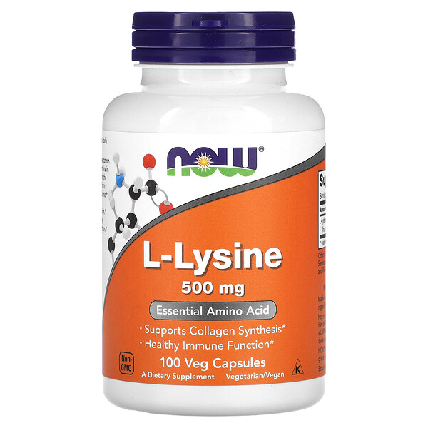 L-лизин, 500 мг, 100 растительных капсул NOW Foods