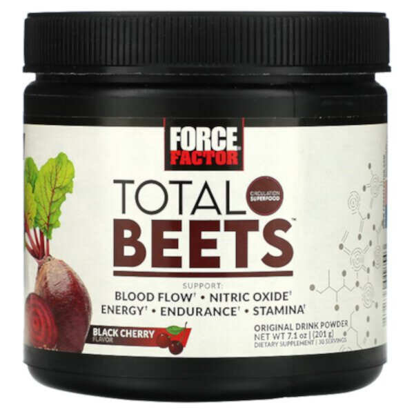 Total Beets, Оригинальный порошок для приготовления напитка, черная вишня, 7,1 унции (201 г) Force Factor