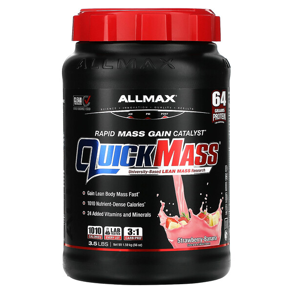 QuickMass, Rapid Mass Gain Catalyst, Strawberry-Banana, 3.5 lbs (1.59 kg) ALLMAX