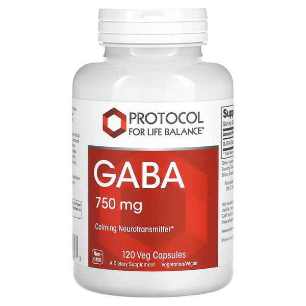 GABA, 750 mg, 120 Veg Capsules Protocol for Life Balance