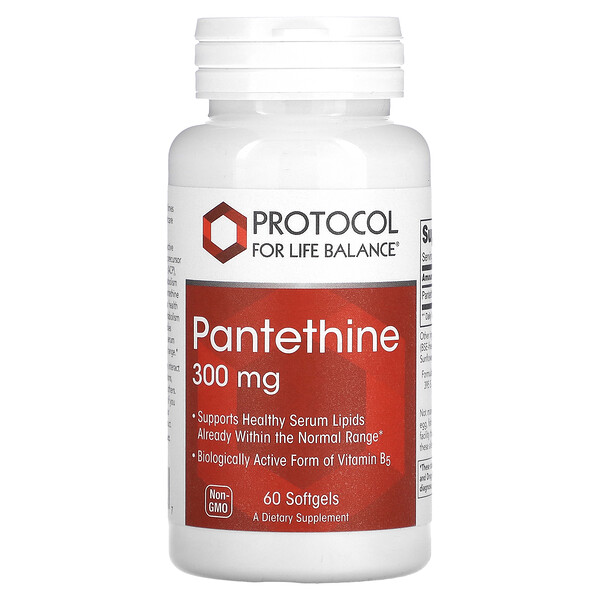 Пантетин, 300 мг, 60 мягких таблеток Protocol for Life Balance