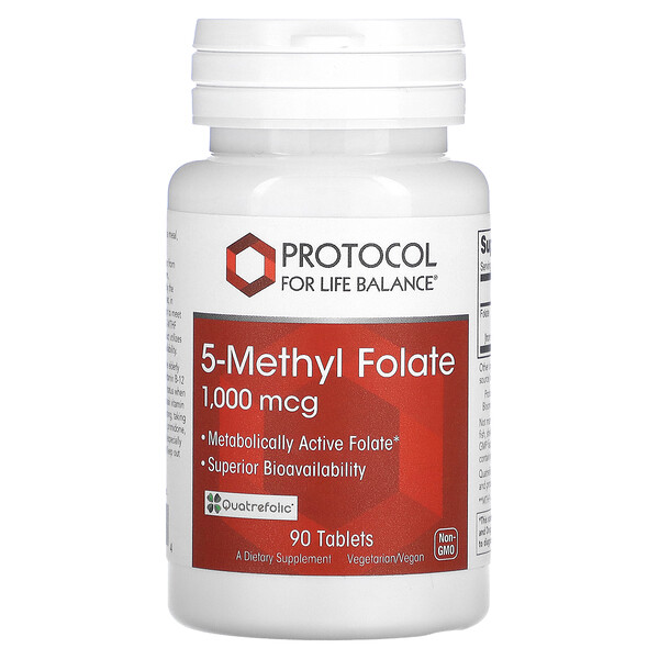 5-Methyl Folate - 1000 мкг - 90 таблеток - Protocol for Life Balance Protocol for Life Balance