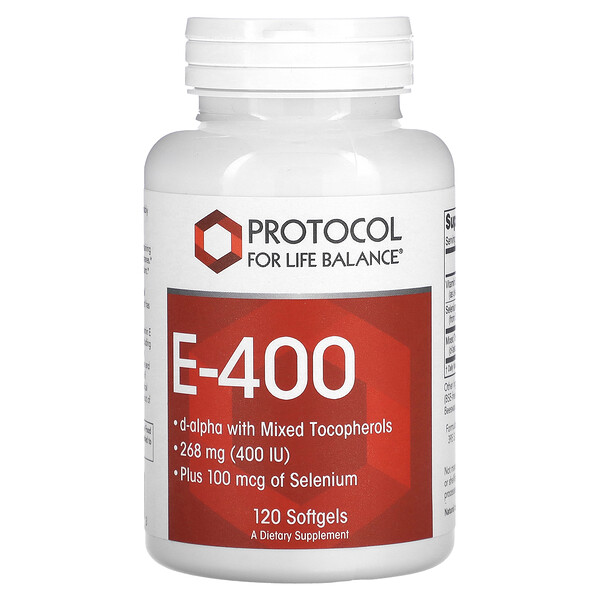 E-400, 268 мг (400 МЕ), 120 мягких таблеток Protocol for Life Balance